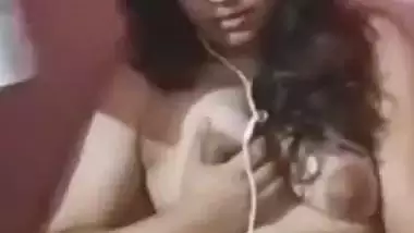 Horny girlfriend with dildo masturbating on video call